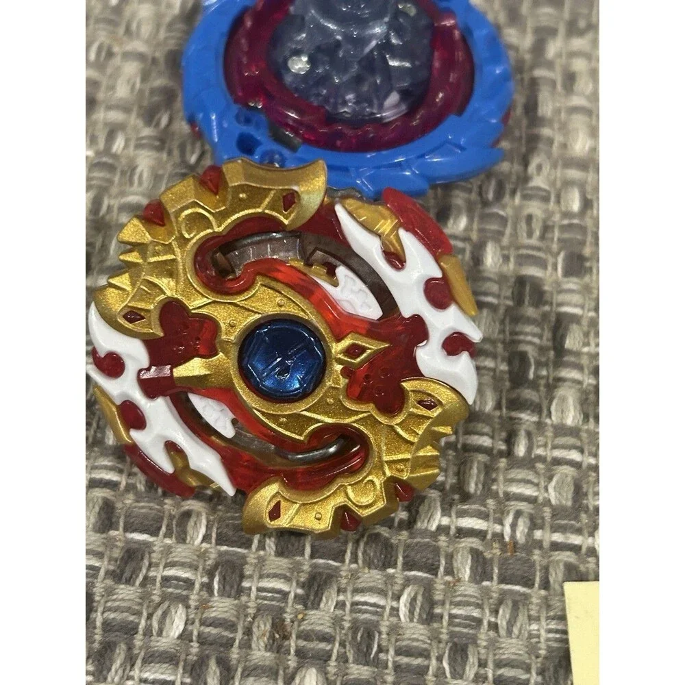 Beyblade Lot And 2 Launchers 2 Rip Cords 4 Blades Stickers Blue Tray Takara Tony